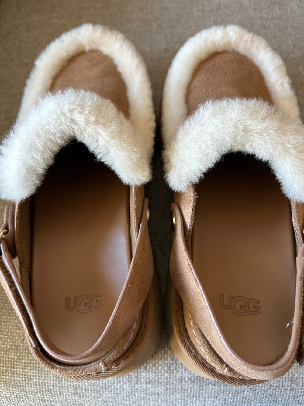 BRAND NEW Ugg Esmee Leather Clog, Shearling Trim, Size 9 - Picture 6 of 9